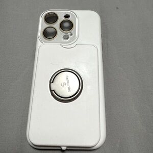 White iPhone 15 pro case and card holder